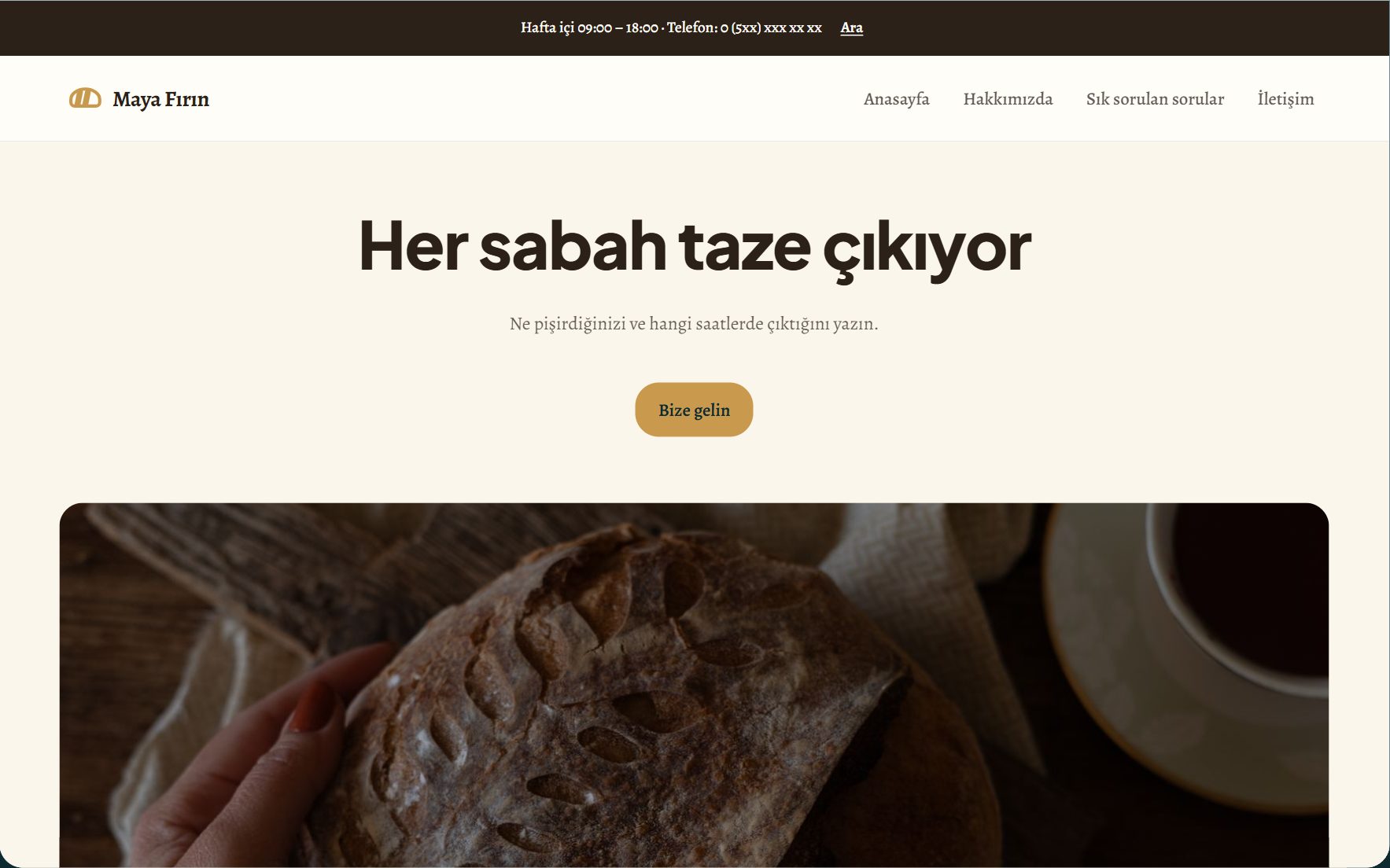 Maya Fırın örneğiyle Fırın ve pastane varyantının görünümü
