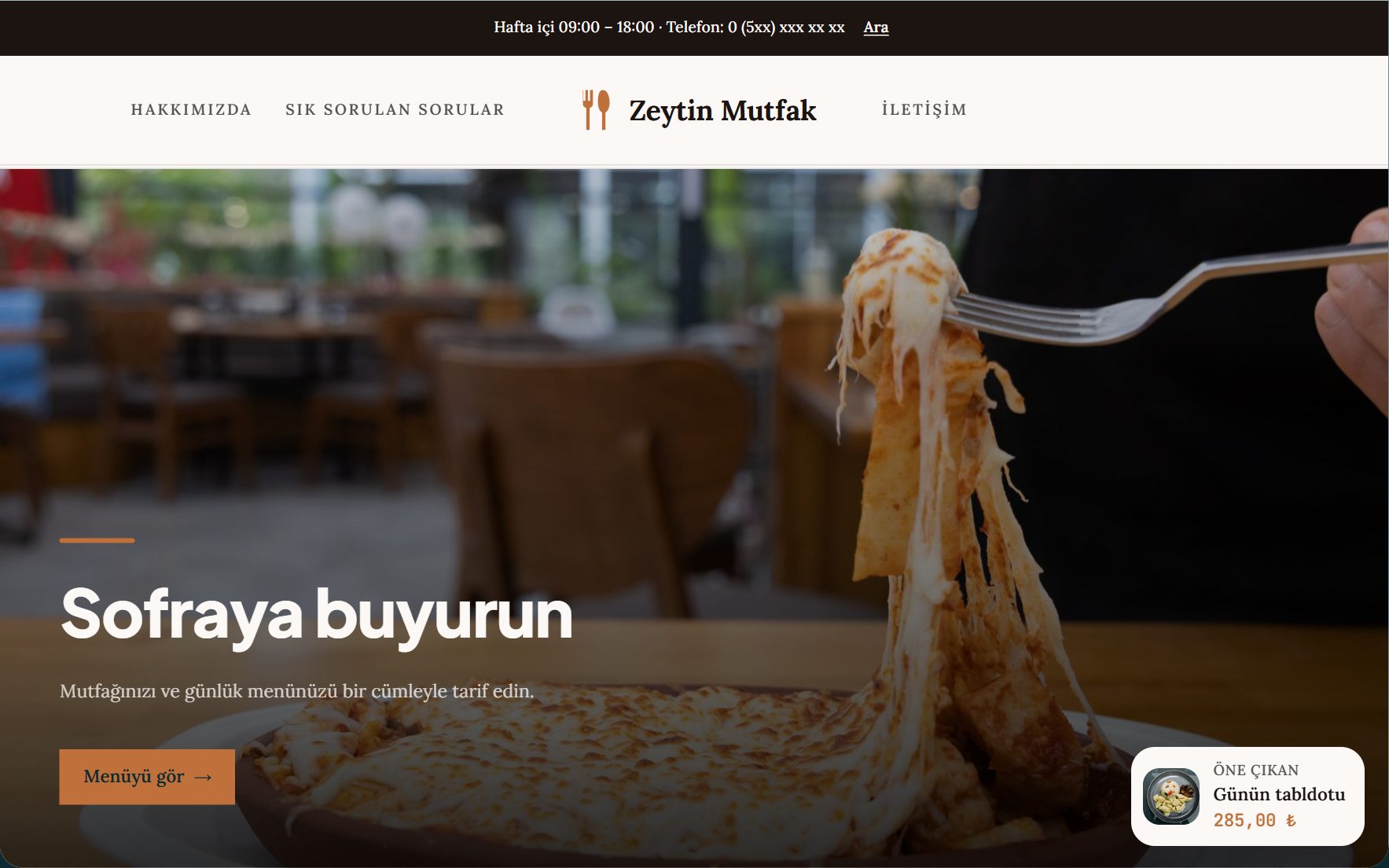 Yeme-içme ailesinden Zeytin Mutfak örneğinin görünümü
